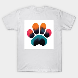 Colourful Paw Print Pet Pattern T-Shirt